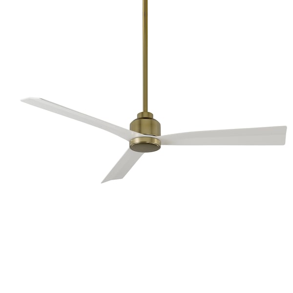 Wac Clean Indoor and Outdoor 3-Blade Smart Ceiling Fan 54in Satin Brass Matte White with Remote Control F-003 - main
